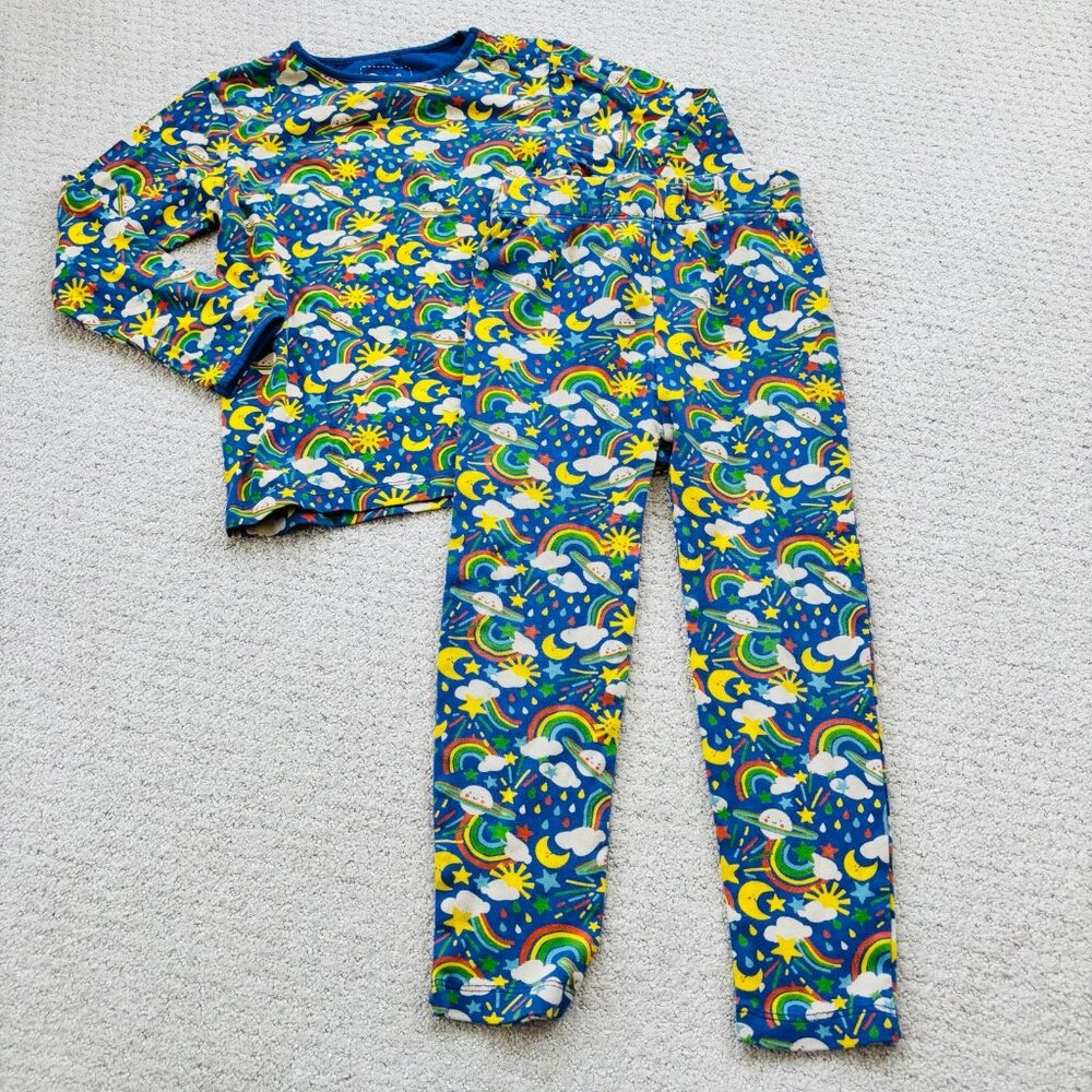 Piccalilly colorful rainbow and planets outfit set